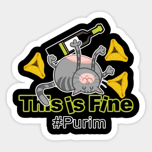 Purim party cat. This is fine. פורים שמח Sticker